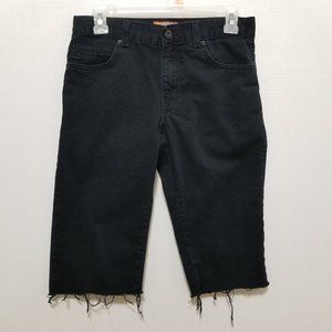 Old Navy shorts 16 denim jean frayed cutoff bermuda long Skinny adjustable waist